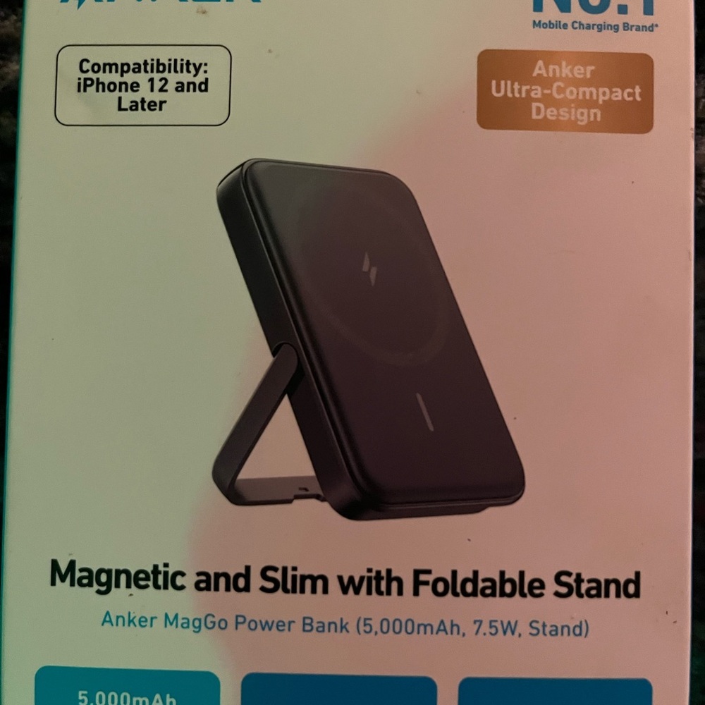 Anker Black MagGo Power Bank with Stand magnetic don’t use chords